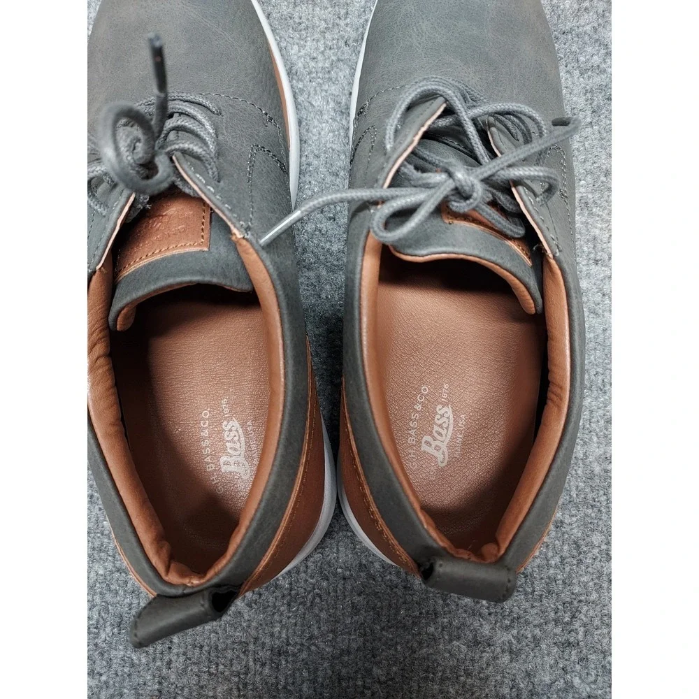 Bass Men Oxford Shoe 8 Gray Faux Leather Lace Up Plain Toe Breathable Casual